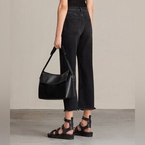 Allsaints Maya Leather foldable Shoulder Bag in Taupe MSRP: $395